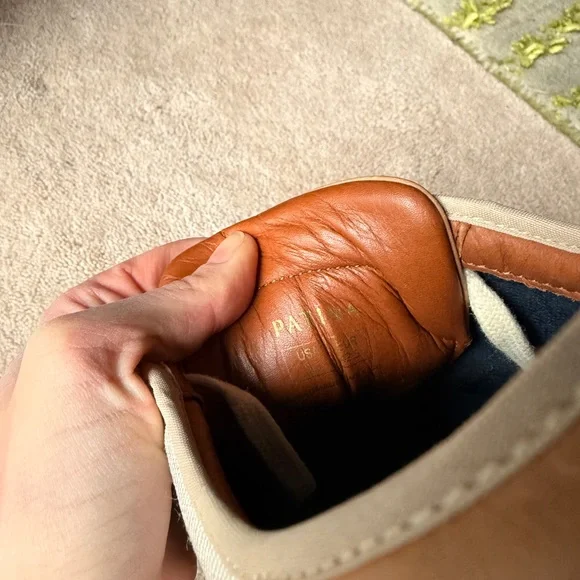 Portland Leather - Patina Canvas & Leather Low Top Sneakers 9.5 Tan & Brown - Picture 6 of 7